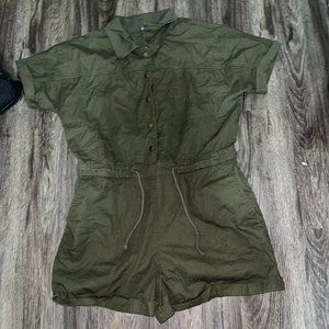 Target Khaki Green Button Up Romper